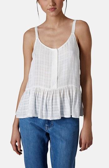 Topshop Ruffle Hem Sun Top White