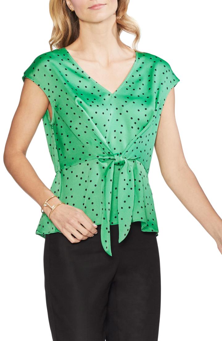 Women's Vince Camuto Cap Sleeve Polka Dot Blouse - Green