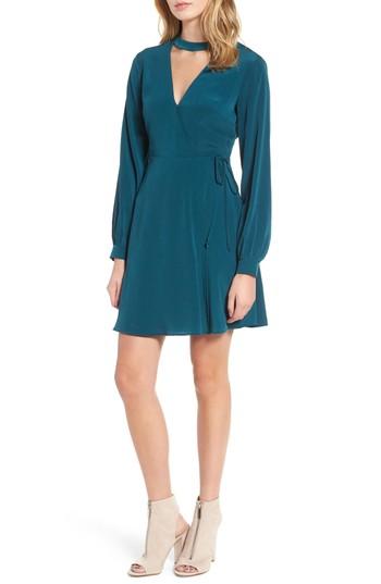 Women's Choker Neck Wrap Dress - Green
