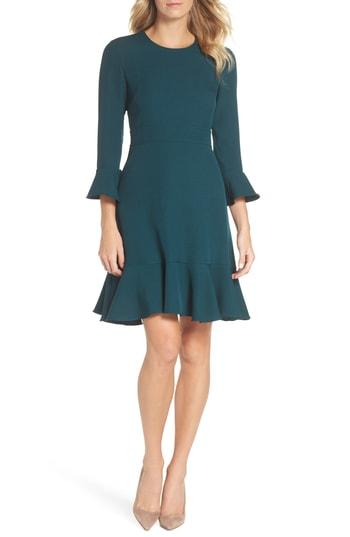 Women's Eliza J Bell Sleeve Fit & Flare Dress - Green