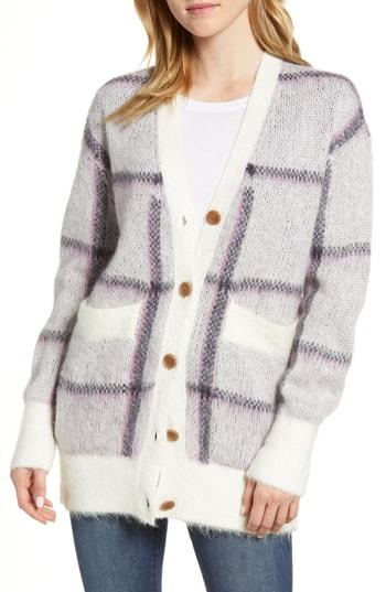 Women's J.crew Front Pocket Plaid Cardigan - Blue