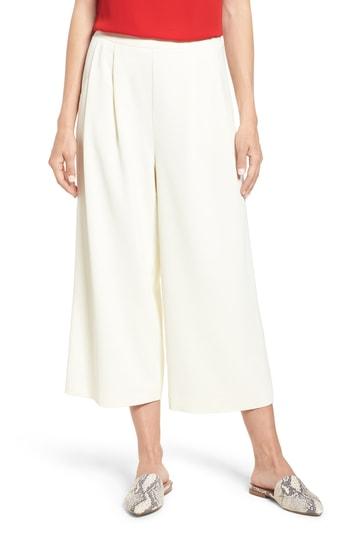 Women's Vince Camuto Front Pleat Wide Leg Crop Pants - White