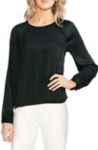 Women's Vince Camuto Button Shoulder Bubble Sleeve Satin Blouse - Black