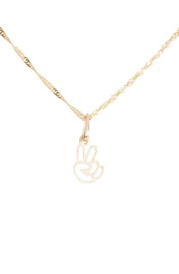 Women's Poppy Finch Peace Sign Charm Short Pendant Necklace
