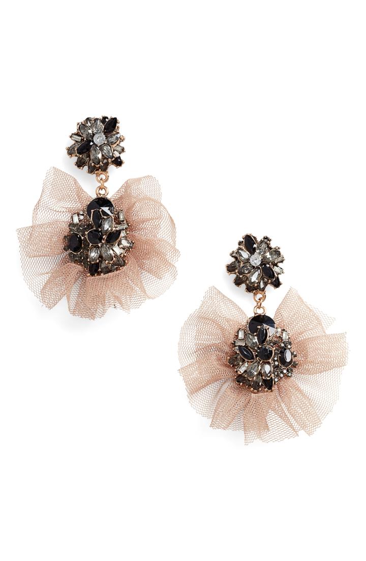 Women's Stella + Ruby Tulle Crystal Drop Earrings