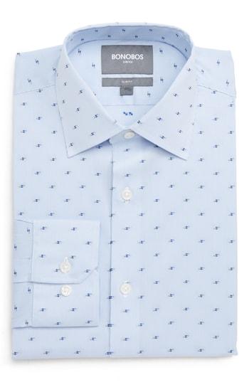 Men's Bonobos Filcoupe Slim Fit Stretch Stripe Dress Shirt .5 32 - Blue