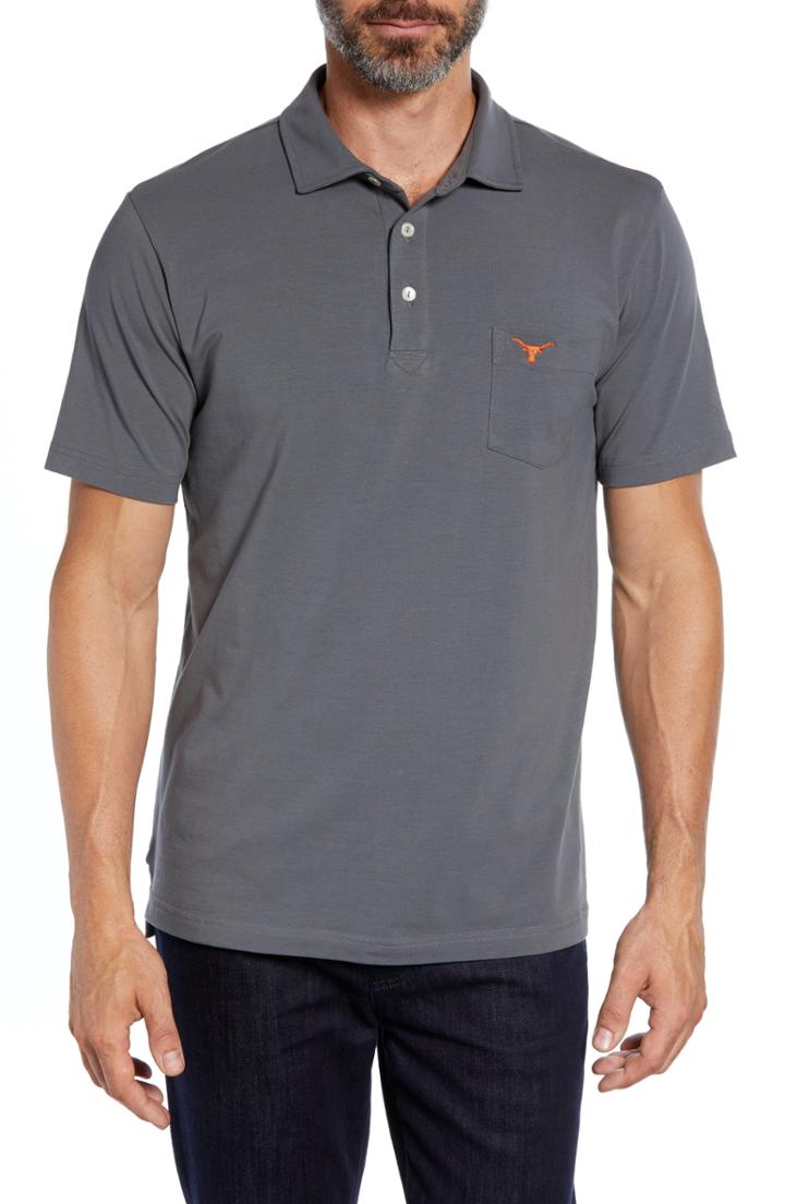 Men's Peter Millar University Of Texas Seaside Wash Polo - Grey