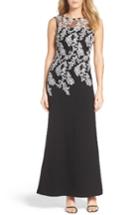 Women's Ellen Tracy Embroidered Crepe Gown