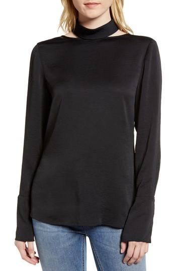 Women's Trouve Cutout Turtleneck Top, Size - Black