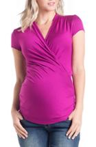 Women's Lilac Clothing 'karen' Surplice Maternity Top - Pink