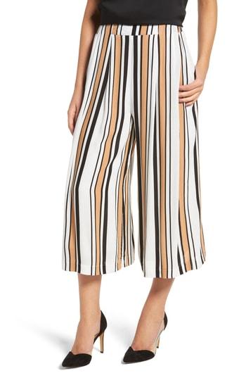 Women's Lira Clothing Stripe Crop Wide Leg Pants - Ivory