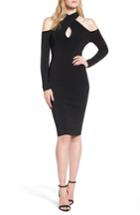 Women's Trouve Halter Keyhole Sweater Dress - Black