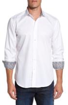 Men's Bugatchi Slim Fit Shaped Sport Shirt, Size - White