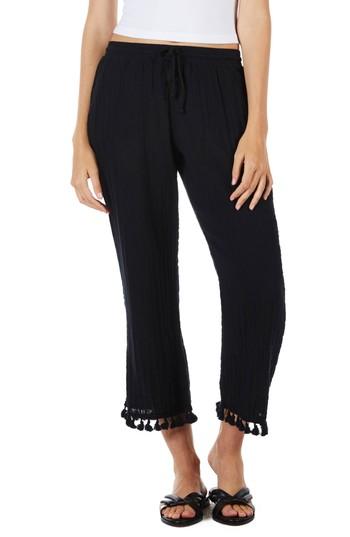 Women's Michael Stars Tassel Hem Pants - Black