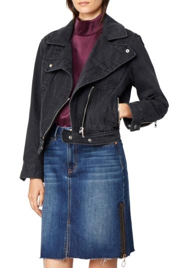 Women's Habitual Gianna Moto Denim Jacket - Black