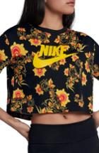 Women's Nike Sportswear Russian Floral Print Crop Tee - Black