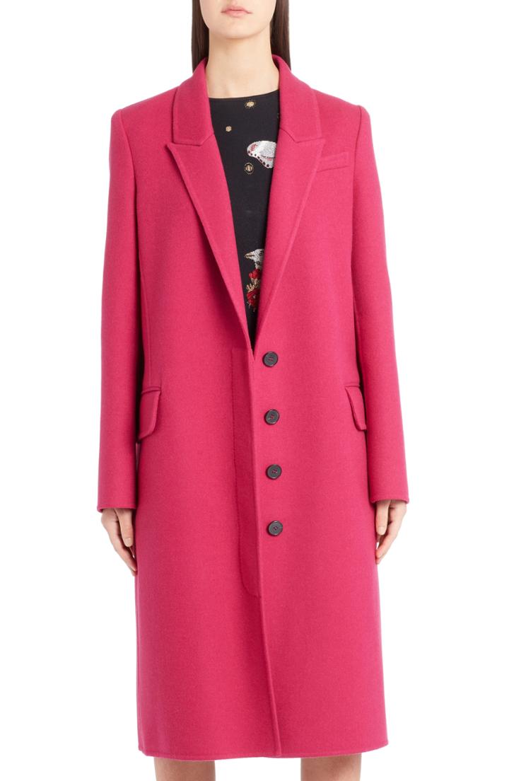 Women's Alexander Mcqueen Long Wool & Cashmere Coat Us / 42 It - Coral