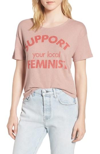 Women's Junk Food Support Your Local Feminist Tee - Pink