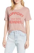Women's Junk Food Support Your Local Feminist Tee - Pink