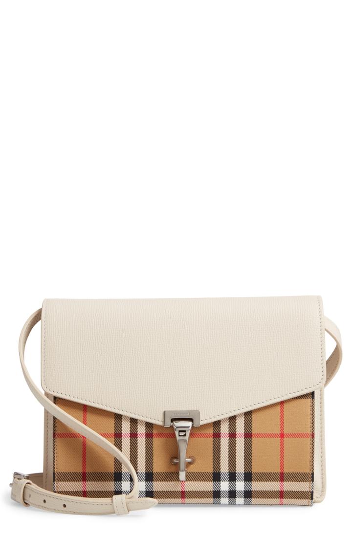 Burberry Small Macken Vintage Check Crossbody Bag - Ivory