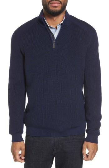 Men's Ted Baker London Stach Quarter Zip Sweater (xl) - Blue