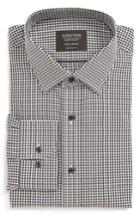 Men's Nordstrom Men's Shop Tech-smart Traditional Fit Check Stretch Dress Shirt .5 - 32/33 - Black