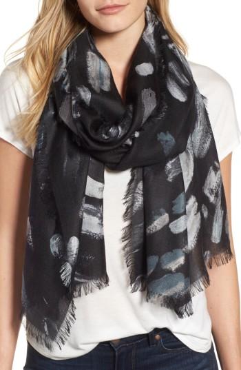 Women's Nordstrom Impressionist Dots Cashmere & Silk Scarf, Size - Black