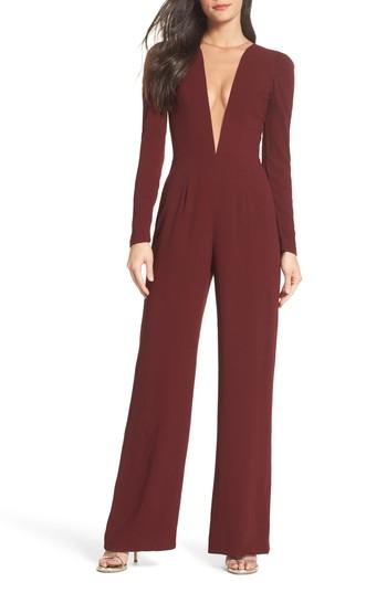 Women's Dress The Population Drew Plunging Illusion Jumpsuit