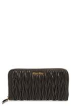Women's Miu Miu Matelasse Leather Zip Around Wallet - Black