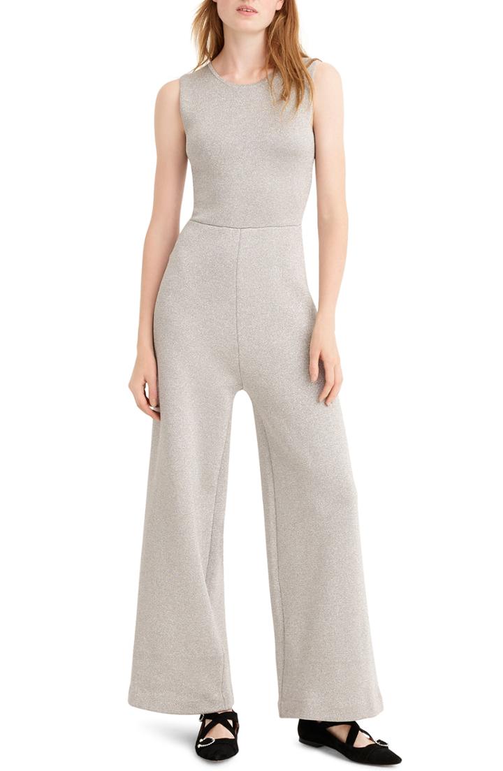 Women's J.crew Sleeveless Lurex Jumpsuit With Velvet Tie - Metallic