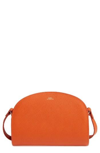 A.p.c. 'sac Demi Lune' Leather Crossbody Bag - Orange