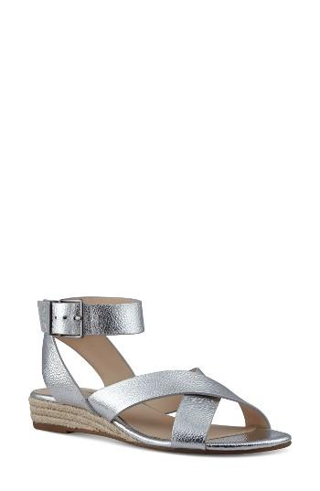 Women's Nine West Mossa Cross Strap Wedge Sandal .5 M - Metallic