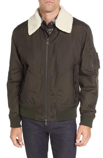 Men's Boss Cobra Aviator Jacket With Faux Fur Collar R - Green