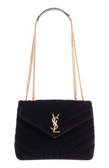 Saint Laurent Small Lou Lou Velvet Shoulder Bag - Black