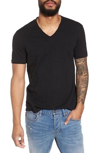 Men's John Varvatos Star Usa Slim Fit Slubbed V-neck T-shirt - Black