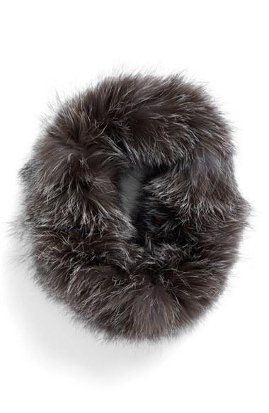 Women's Dena Genuine Fox Fur Cowl Collar, Size - Grey