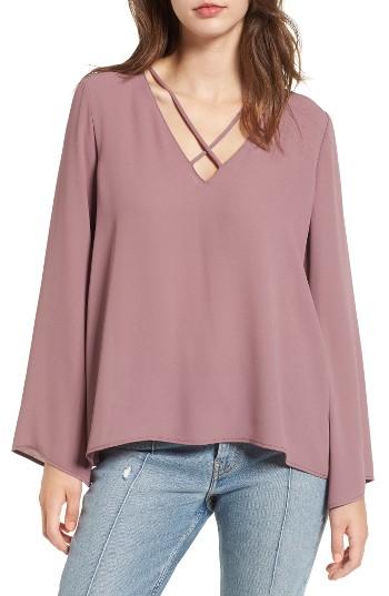 Women's Lush Cross Front Blouse - Purple
