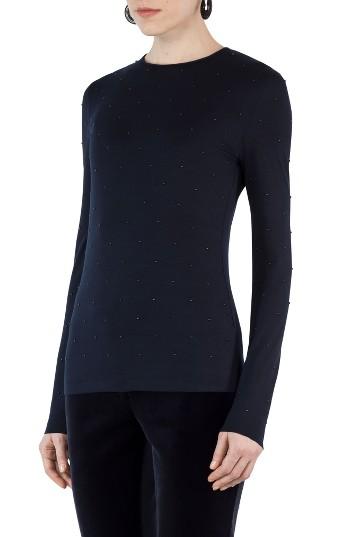 Women's Akris Punto Studded Jersey Shirt - Blue
