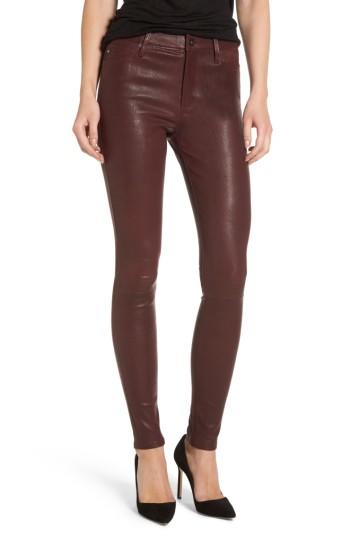 Women's Ag Farrah Leather Skinny Jeans - Pink