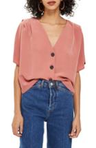 Women's Topshop Pleat Shoulder Blouse Us (fits Like 0-2) - Pink