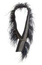 Women's Fabiana Filippi Genuine Ostrich Feather Trim Wool Blend Collar, Size - Blue