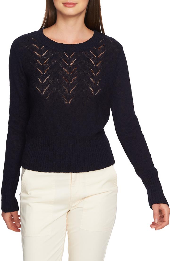 Women's 1.state Pointelle Jersey Sweater - Blue