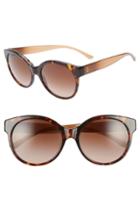 Women's Tory Burch Stacked T 55mm Round Sunglasses - Dark Tortoise/ Brown Gradient
