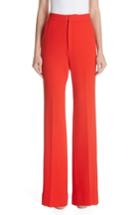 Women's Lela Rose Maggie Wool Blend Crepe Flare Trousers - Red
