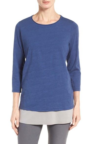 Women's Eileen Fisher Slubby Organic Cotton Jersey Top - Blue