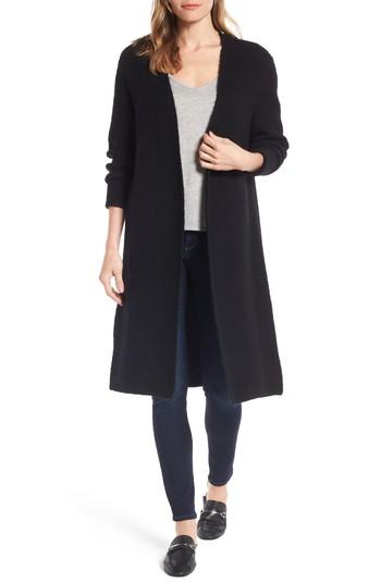 Petite Women's Halogen Long Ribbed Cardigan P - Black