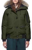 Women's Canada Goose Chilliwack Hooded Down Bomber Jacket With Genuine Coyote Fur Trim (0) - Green