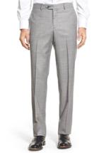 Men's Nordstrom Men's Shop Flat Front Sharkskin Wool Trousers - Metallic