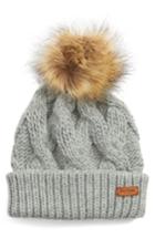 Women's Barbour Ashridge Beanie With Faux Fur Pom - Grey