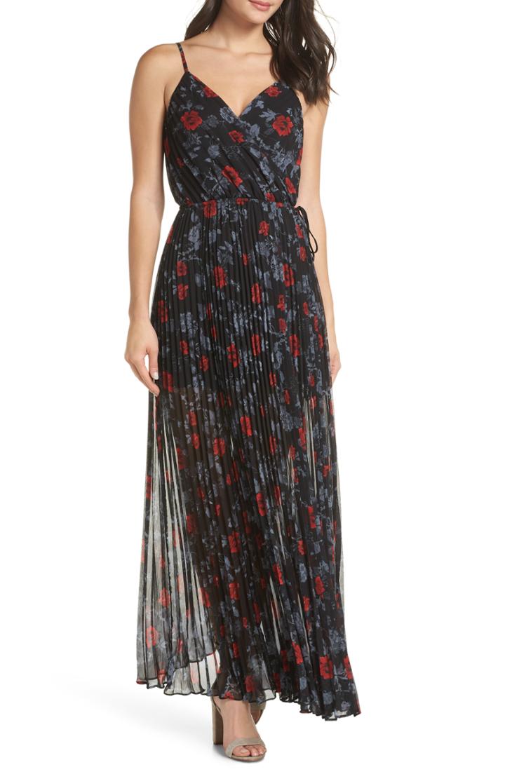 Women's Ali & Jay Roses Are Red Floral Pleated Maxi Dress - Black